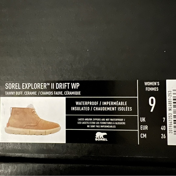 SOREL Women Explorer II Drift Waterproof Suede Ankle Boots Tawny Buff, Ceramic - Picture 12 of 14